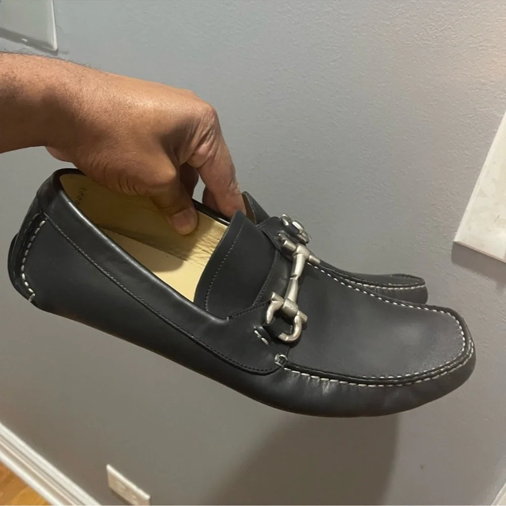 Salvatore Ferragamo Driving loafers shoes with Gancini detail Blk Sz 10.5 EE - Picture 4 of 9